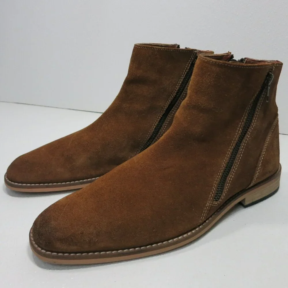 Steve Maden Lancer Suede Leather Dual Zippered Boots Men's Footwear Sz 10.5 D